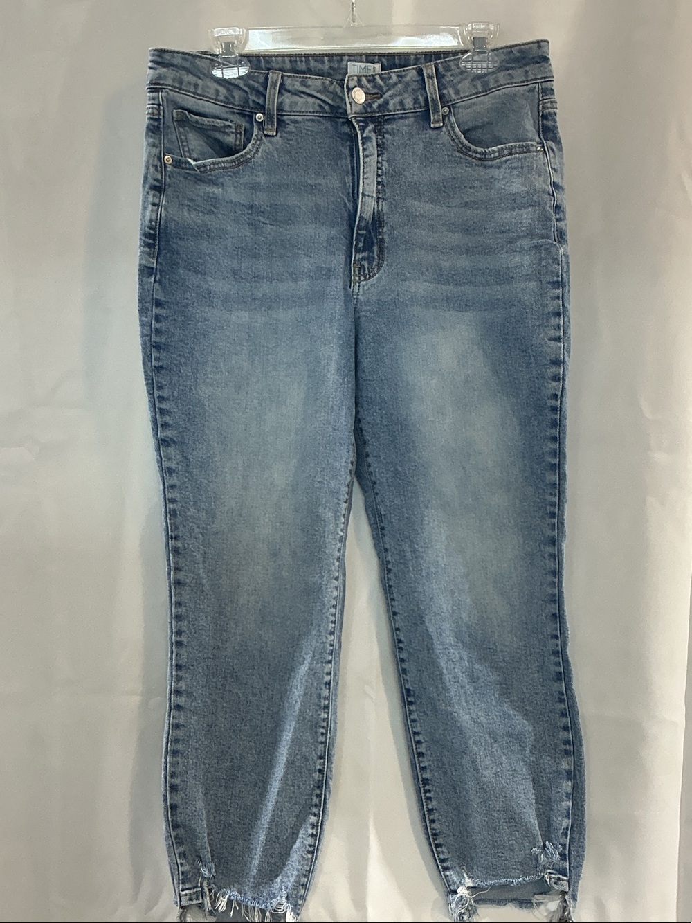 Time and Tru Medium Wash Boyfriend Jeans with Frayed Ankles
